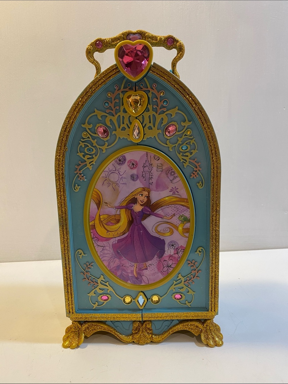 Disney Rapunzel Illustrated Jewel Accent Trinket Box - Teal & Gold